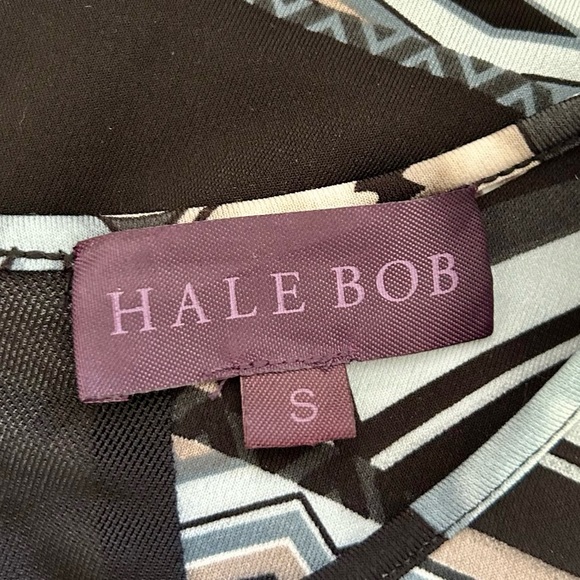 Hale Bob Emery Dress A-Line Sleeveless Stretch Blue Black White Gray Size Small - Picture 3 of 16